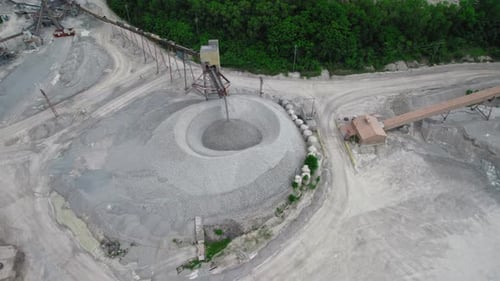 Crushing Equipment At Aggregate Quarrying Site - Thornton Quarry Near Chicago In Illinois. aerial as