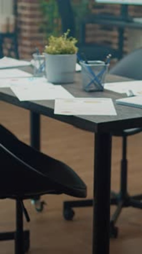 Urban Workspace with Computer and Business Reports