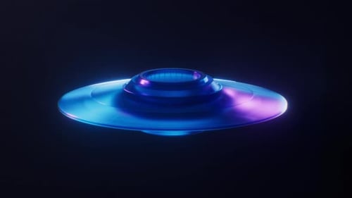 Loop animation of UFO with dark neon light effect
