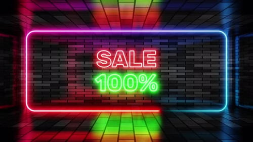 Dynamic Neon Sale 100 Percent Glowing Text Sign