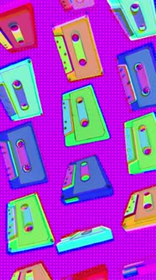 Fun Risograph Style Cassette Tapes Portrait Loop