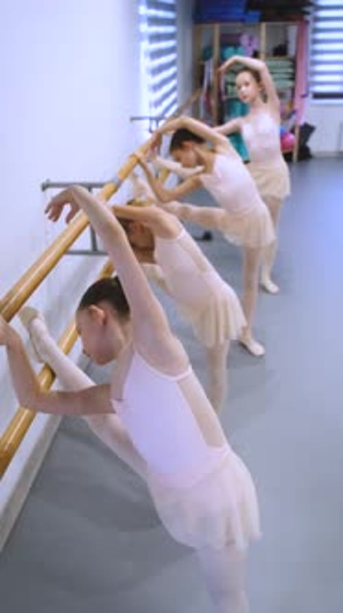Children Practicing Ballet at Ballet Barre