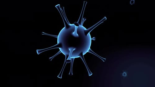 Blue Microscopic Virus Cell Rotating Seamless Loop