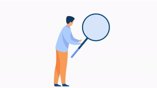 Flat Design Animated Man Searching with Magnifying Glass