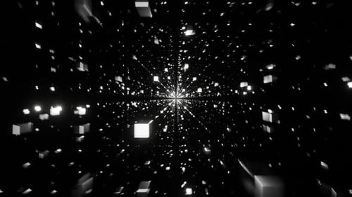 Boucle VJ abstraite à dimensions cubiques argentées et blanches avec rotation en HD
