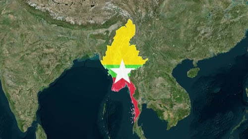 Myanmar Map Zoom and Flag Reveal Animation