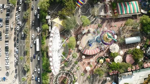 Aerial video of the amusement park Tel Aviv Israel