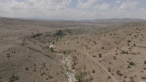 Aerial view of arid landscape, Kenya.