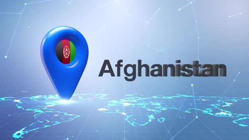 Animated 3D Location Pin with Flag and Global Network