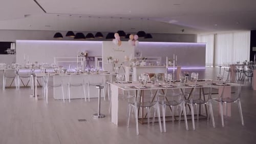 Elegant Event Space Prepared for Wedding Celebration