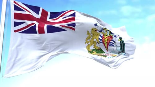 British Antarctic Territory Flag Waving in Wind 3D Animation