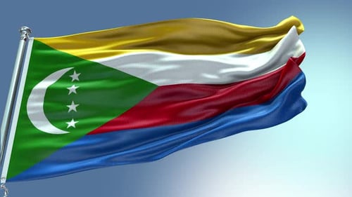 Comoros National Flag Seamlessly Waving in Wind Loop