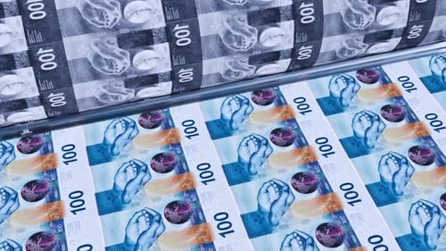 Swiss Francs Banknotes Printing on Industrial Machine