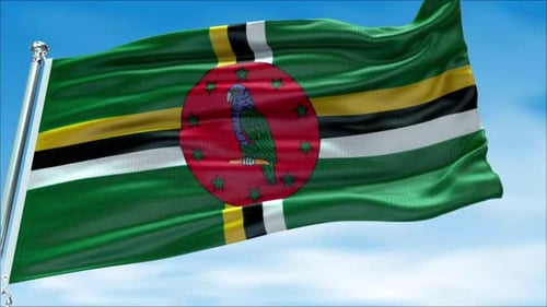 Dominica Flag Waving Seamless Loop 3D Realistic Animation