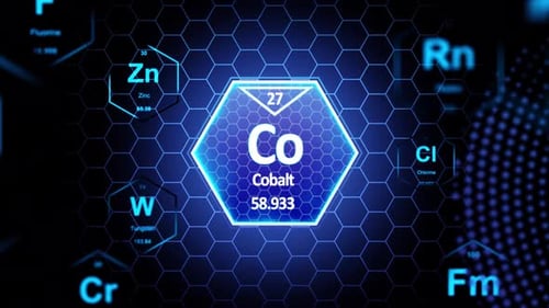 Animated Cobalt Element on Futuristic Periodic Table Background