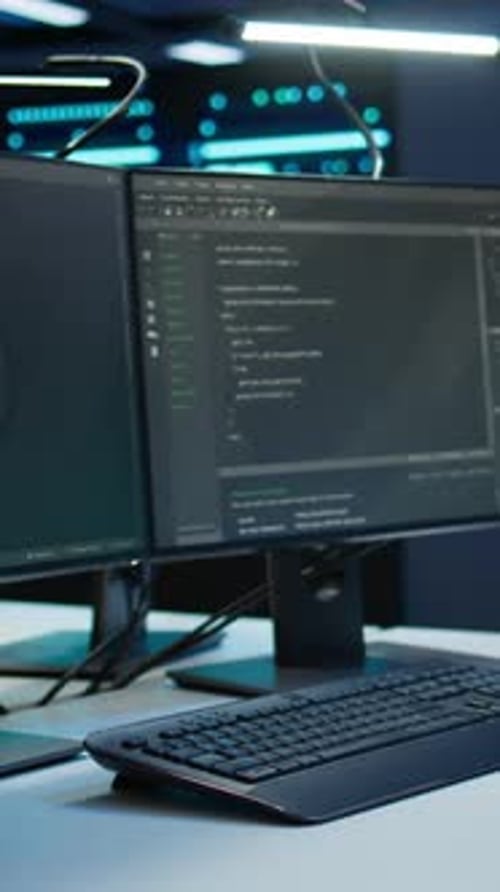 Vertical Video Computers in Server Farm Managing Rackmounts Rigs