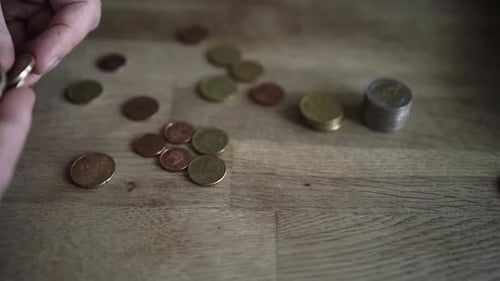 Sorting and Counting Euro Coins and Cents — Close-Up Money Handling Task
