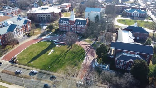 Transylvania University campus in Lexington, Kentucky, aerial drone footage