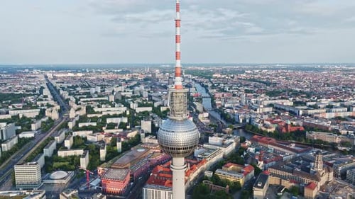 Aerial view of Berlin TV Tower , Germany