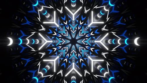 Weißer und blauer Schneeflockentunnel-Hintergrund VJ Loop In 4K