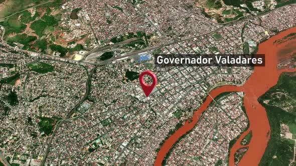 Zoom da Cidade de Governador Valadares (Brasil) do Espaço à Terra ...