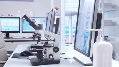 Microscope and DNA on Computer in Modern Lab