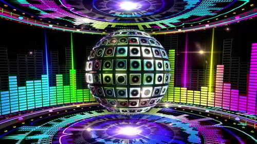 Glowing Speaker Sphere with Dynamic Audio Visualizer