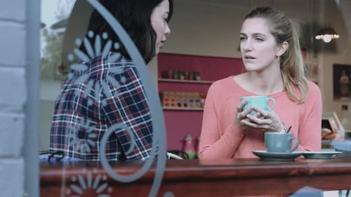 Female friends talking in coffee shop