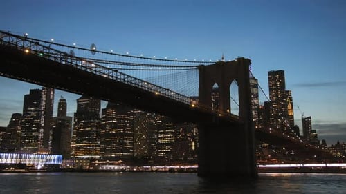 Brooklyn Bridge and Manhattan Skyline at Dusk New York