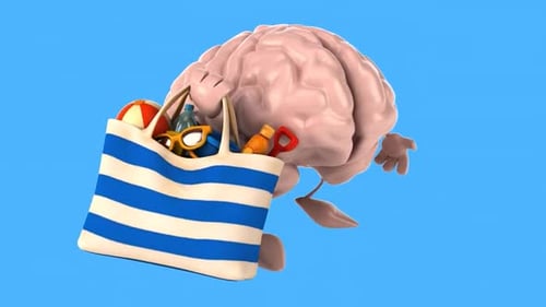3D Cartoonic Human Brain Preparing for a Vacation