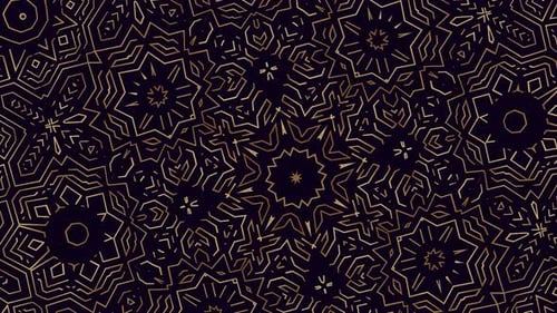Abstract Golden Geometric Kaleidoscope Pattern Loop Background