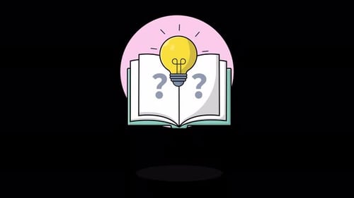 Animated Book with Question Mark and Idea Lightbulb