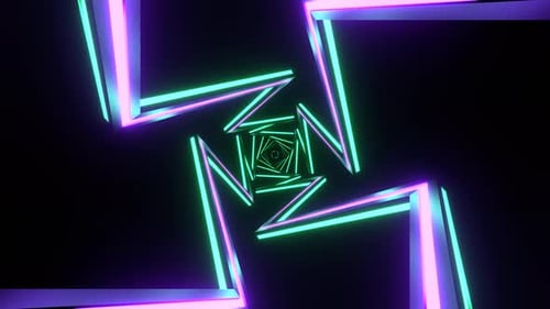 Turquoise And Purple Neon Lightning Tunnel Background Vj Loop In 4K