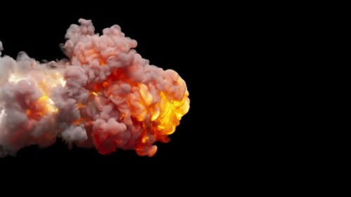 Slow motion 3D animation of an explosion. The file contains an Alpha Channel.