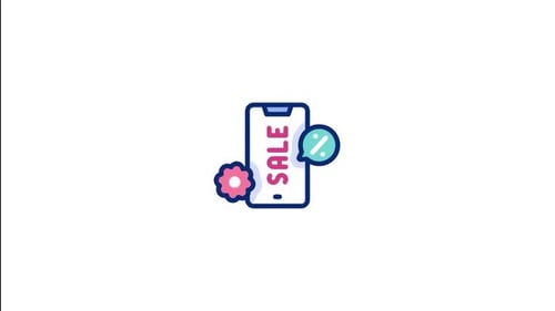 Animated Flat Design Mobile Sale Icon