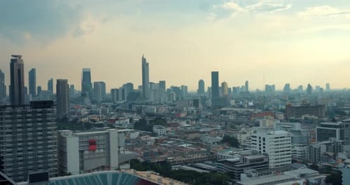 Magnificent View of Metropolis and Clear Blue Sky on Sunny Day Modern City is Illuminated By Bright