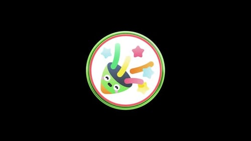 Animated 3D Party Popper Icon with Confetti and Stars