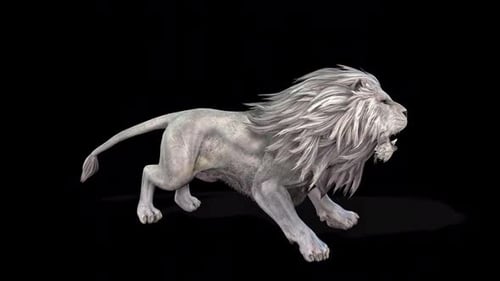 White Lion Roaring 3D Animation Cycle
