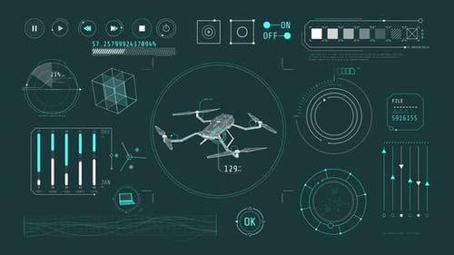 Animation d'infographies sur la technologie des Drone sur Alpha Channel