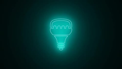 glowing bulb icon, lighting flame energy well bulb animation
