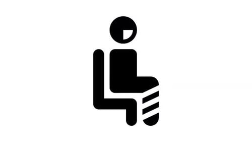 Flat Design Icon of Person with Bandaged Leg