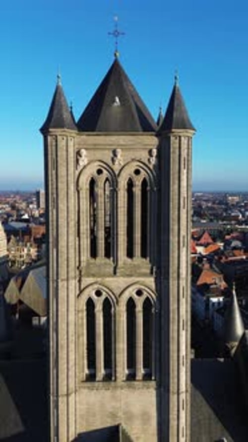 Aerial view of Ghent, East Flanders, Belgium.