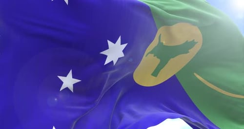 Realistic 3D Christmas Island Flag Waving Seamless Loop