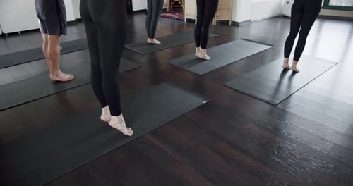 Exercising Stretching Healthy Lifestyle in Fitness Studio and Gymnastics Class