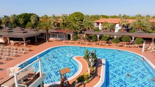 Aerial View of the Outdoor Swimming Pool in a Luxury Hotel