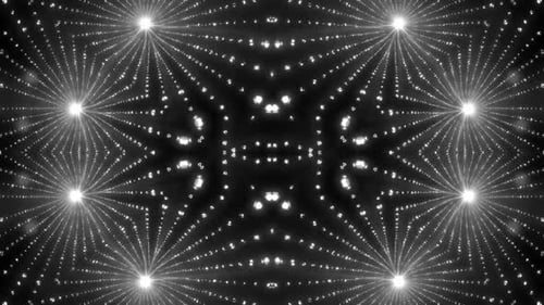 Dynamic light tunnel with shimmering particles and bright starbursts