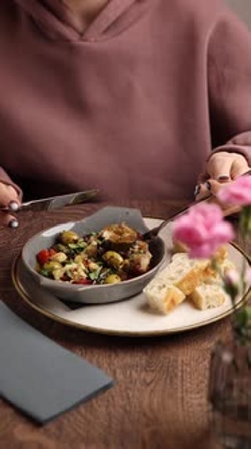 Delicious European food in a restaurant. Close-up