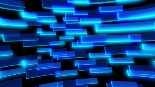 Abstract Neon Blue Glowing Geometric Lines Loop