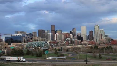 Denver Skyline Establishing Shot Zoom In Time Lapse