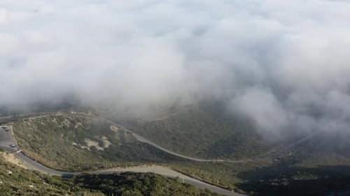 Sea of Clouds Hovering By Hill Side In Crystal Lake, United States National Park
